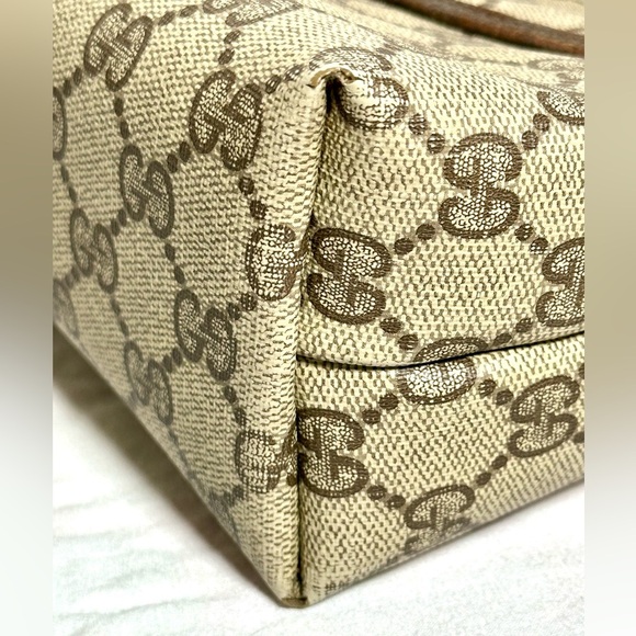 GUCCI SIGNATURE Beige Tote With Red And Green Straps Gorgeous - Picture 10 of 16